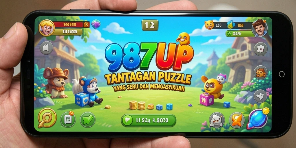Screenshot gameplay 987UP menampilkan teka-teki yang menantang dan interaktif.