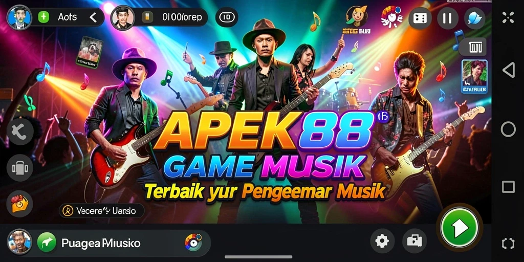 Tampilan gameplay interaktif dari APEK88 dengan alat musik virtual.