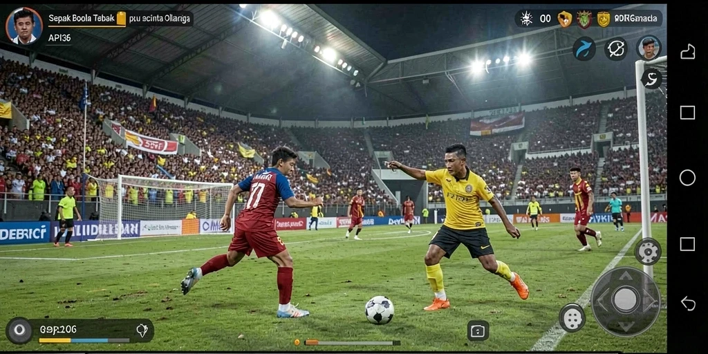 Tangkapan layar API36 menampilkan aksi seru di lapangan sepak bola.