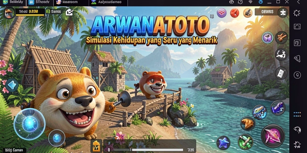 Tampilan gameplay ARWANATOTO dengan karakter yang berinteraksi di dunia virtual.