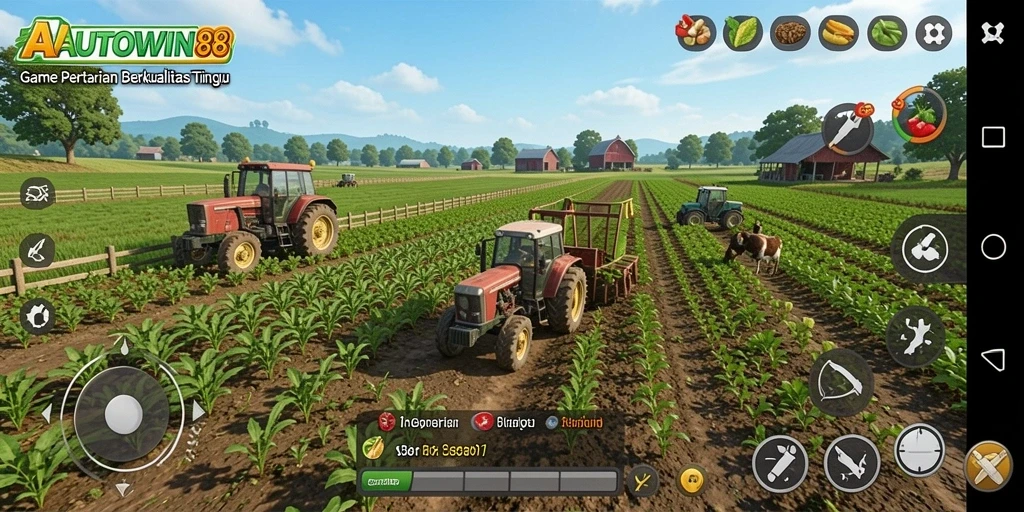 Gameplay AUTOWIN88 yang menarik dan penuh warna saat bertani.