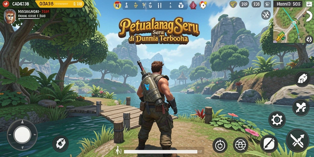 Tampilan gameplay CADAS138 dalam dunia terbuka yang luas.