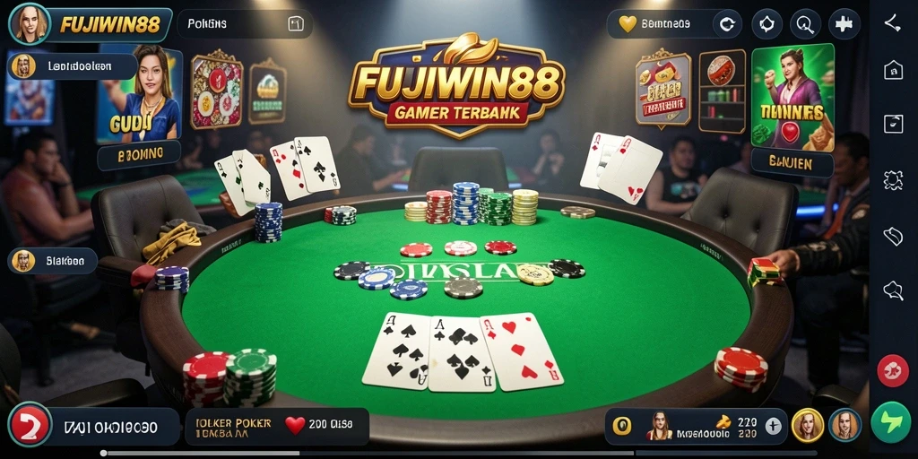 Tampilan menarik dari gameplay poker FUJIWIN88 yang mendebarkan.