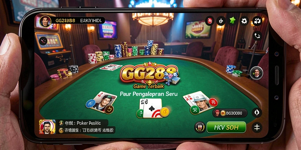 Screenshot gameplay GG288 menampilkan suasana poker yang mendebarkan.