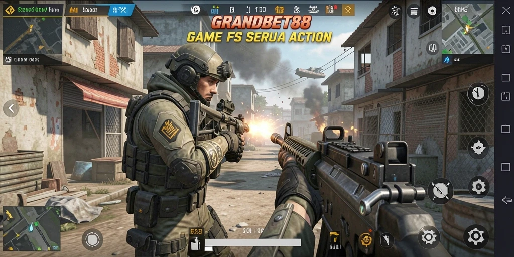 Tampilan gameplay seru dalam GRANDBET88 dengan aksi tembak-menembak yang mendebarkan.