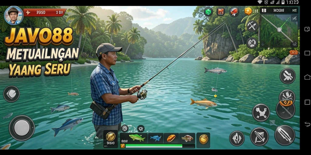 Tampilan gameplay <strong>JAVO88</strong> yang menakjubkan dengan suasana memancing yang realistis.