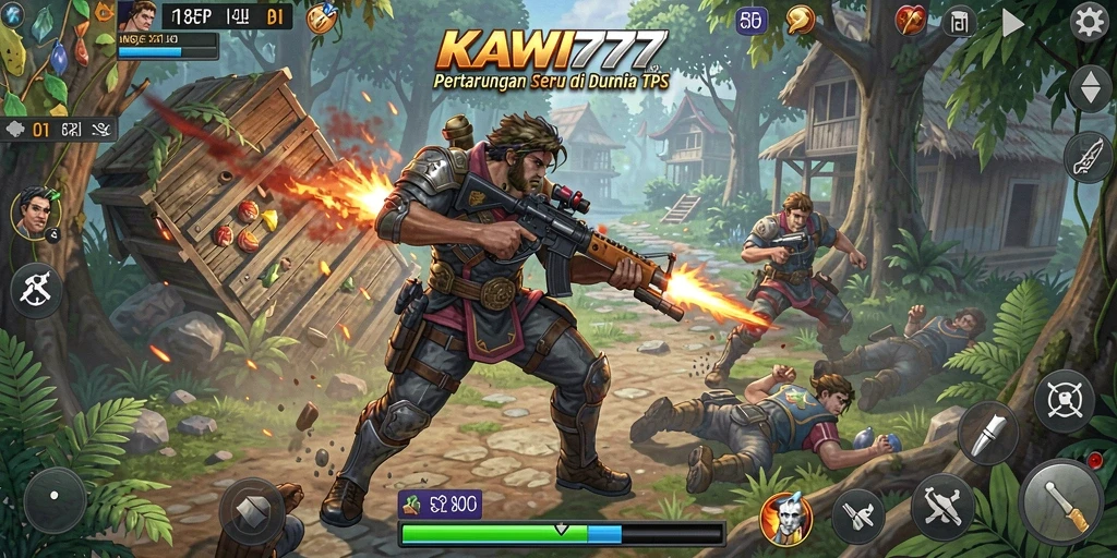 Screenshot KAWI777 menampilkan aksi seru dalam pertempuran TPS.
