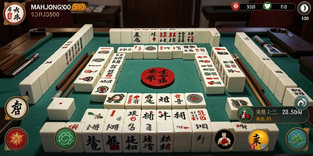Tampilan screenshot MAHJONG500 menampilkan gameplay Mahjong yang seru dan menarik.