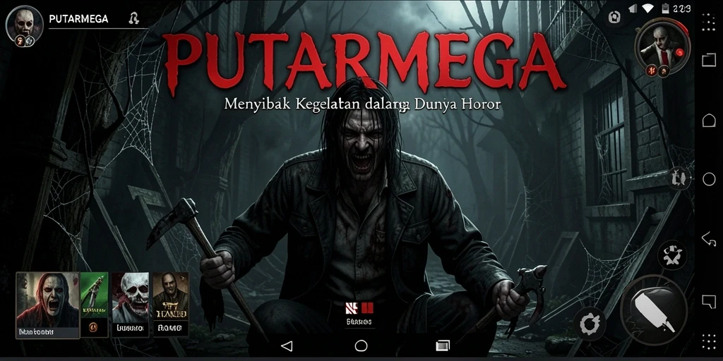 Screenshot utama PUTARMEGA menampilkan suasana gameplay yang mencekam.