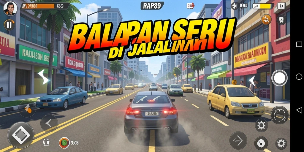 Gameplay mendebarkan dengan mobil balap berkecepatan tinggi.