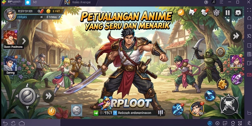 Screenshot utama RPLOOT menampilkan aksi seru karakter Anime.