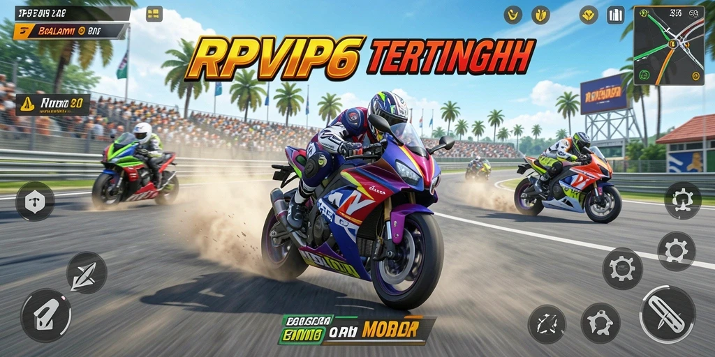 Tampilan gameplay RPVIP6 yang menegangkan dalam balapan motor.