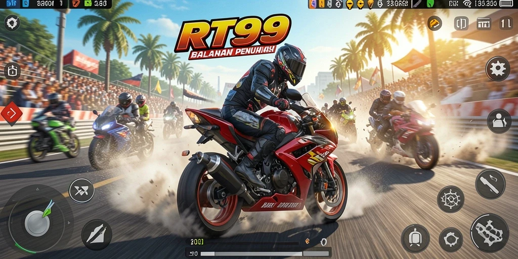 Gameplay seru balapan motor dengan grafis memukau.