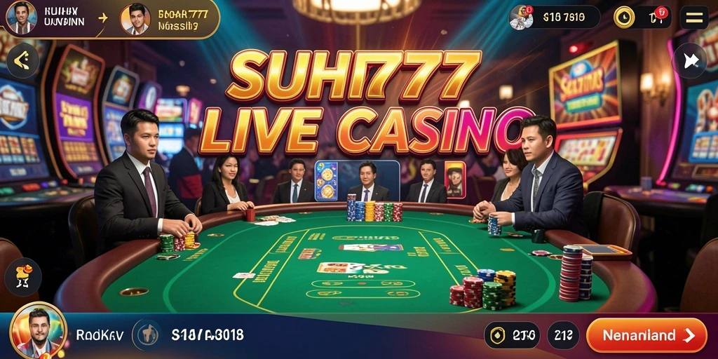 Tampilan gameplay menarik dalam SUHU777 menampilkan dealer langsung dan suasana kasino.