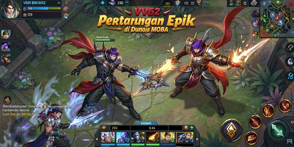 Screenshot menampilkan aksi pertempuran MOBA yang intens.